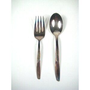 Concept Pattern 1957 Vintage Supreme Silver Plate Serving Fork Spoon 2 Set